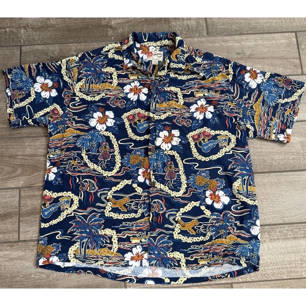 VTG Hilo Hattie’s Authentic Hawaiian Aloha Shirt Men's 2XL All Over Floral HTF